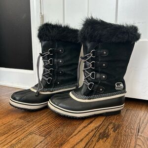 Sorel Black Snow Boots with Faux Fur Size 8